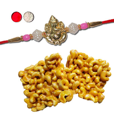 "Designer Fancy Rakhi - FR- 8340 A (Single Rakhi), 250gms of KajuPakam Sweet - Click here to View more details about this Product